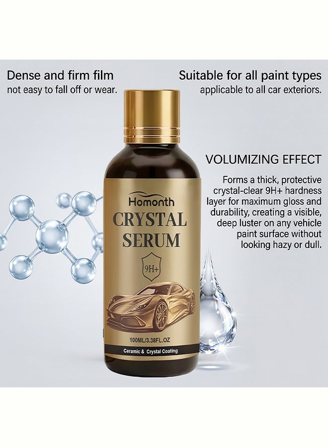 Homonth Honmonth 9H+ Crystal Serum Ceramic Coating, Professional Car Paint Protection, Glossy Hydrophobic Scratch-Resistant Coating, UV & Oxidation Protection, Complete Kit with Sponge & Towel for All Car Types 100ml - Image 5
