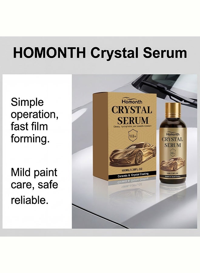 Homonth Honmonth 9H+ Crystal Serum Ceramic Coating, Professional Car Paint Protection, Glossy Hydrophobic Scratch-Resistant Coating, UV & Oxidation Protection, Complete Kit with Sponge & Towel for All Car Types 100ml - Image 4