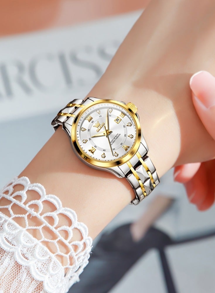 أوليفز ساعة OLEVS 2906 للرجال والنساء من الألماس الروماني الفاخر مع تقويم الأعمال وساعة مقاومة للماء - Image 4