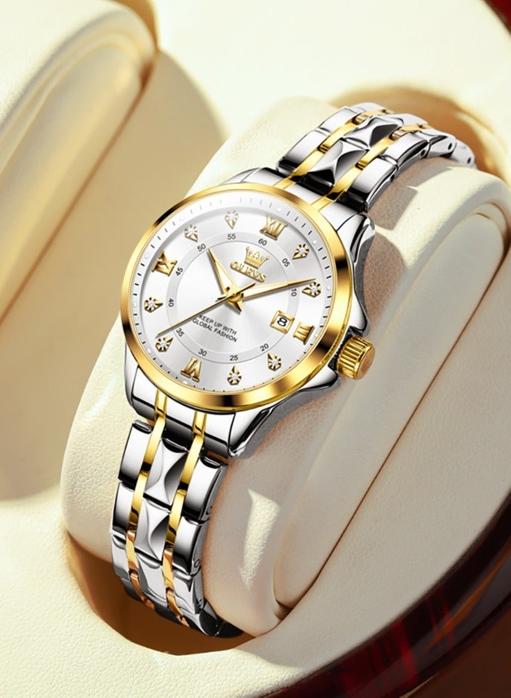 أوليفز ساعة OLEVS 2906 للرجال والنساء من الألماس الروماني الفاخر مع تقويم الأعمال وساعة مقاومة للماء - Image 2