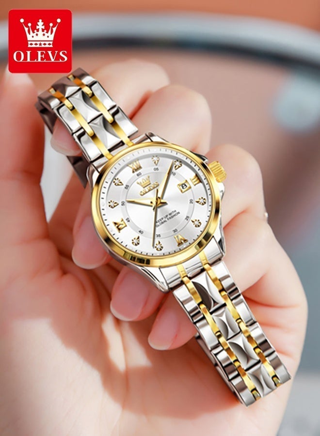 أوليفز ساعة OLEVS 2906 للرجال والنساء من الألماس الروماني الفاخر مع تقويم الأعمال وساعة مقاومة للماء - Image 1