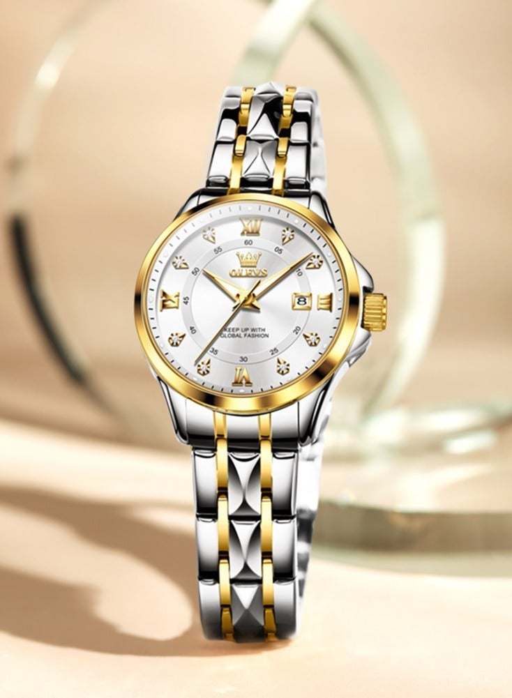 أوليفز ساعة OLEVS 2906 للرجال والنساء من الألماس الروماني الفاخر مع تقويم الأعمال وساعة مقاومة للماء - Image 3