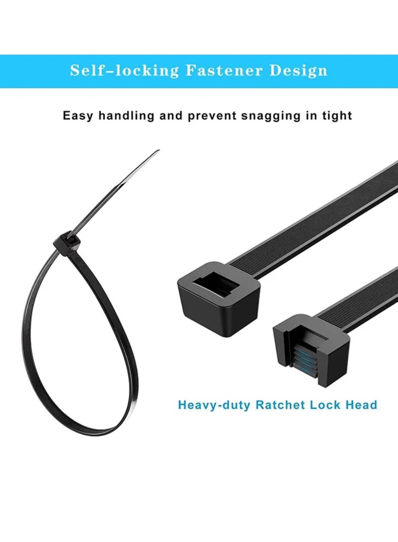 Nylon Cable Ties 100 Pack Black Various Sizes Multi-Purpose Self-Locking Nylon Cable Management Suitable For Home, Office, Garden, Workshop Plastic Cable Ties Length 760mm - Image 3