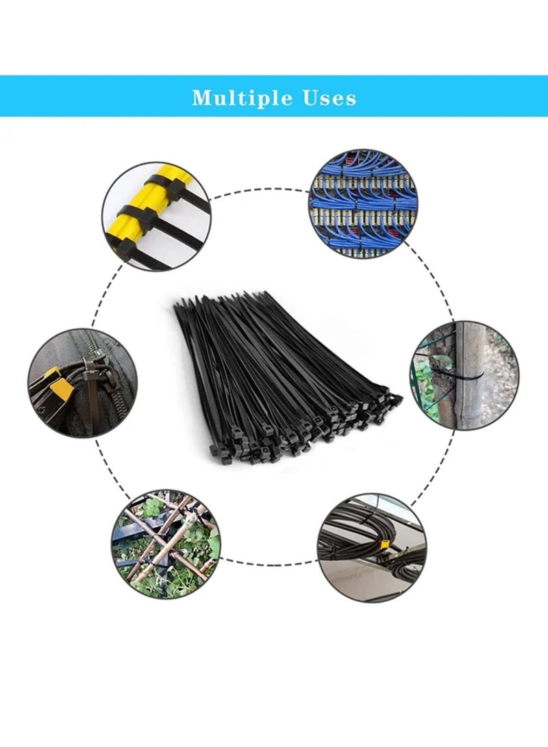 Nylon Cable Ties 100 Pack Black Various Sizes Multi-Purpose Self-Locking Nylon Cable Management Suitable For Home, Office, Garden, Workshop Plastic Cable Ties Length 760mm - Image 2