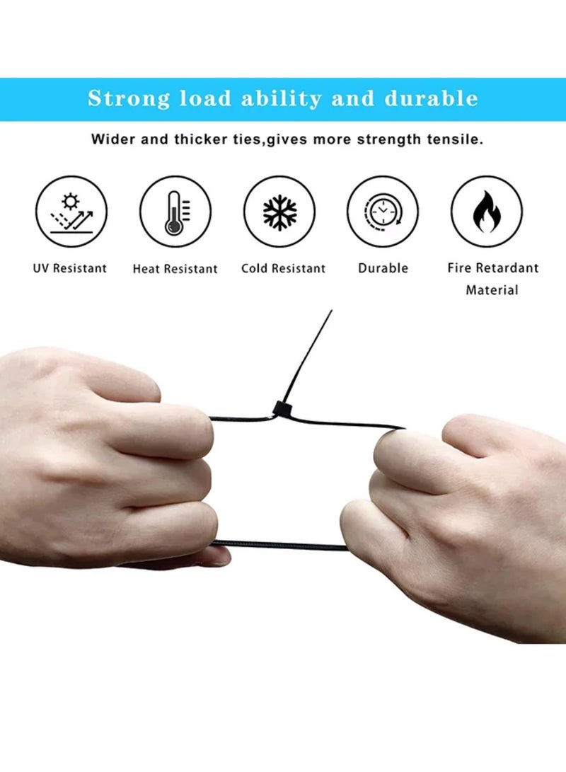 Nylon Cable Ties 100 Pack Black Various Sizes Multi-Purpose Self-Locking Nylon Cable Management Suitable For Home, Office, Garden, Workshop Plastic Cable Ties Length 760mm - Image 4