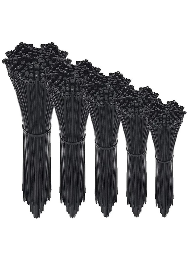 Nylon Cable Ties 100 Pack Black Various Sizes Multi-Purpose Self-Locking Nylon Cable Management Suitable For Home, Office, Garden, Workshop Plastic Cable Ties Length 760mm - Image 1