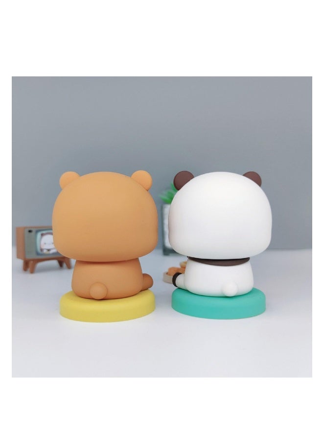 Bubu Dudu Bobble Figure, 4PCS Panda Bear Kawaii Car Dashboard Decorations, Cute Cartoon Statue for Car Interior, Tabletop Ornament, Office Desk Decor, Gift for Car, Home, Tabletop, Backpack - Image 3