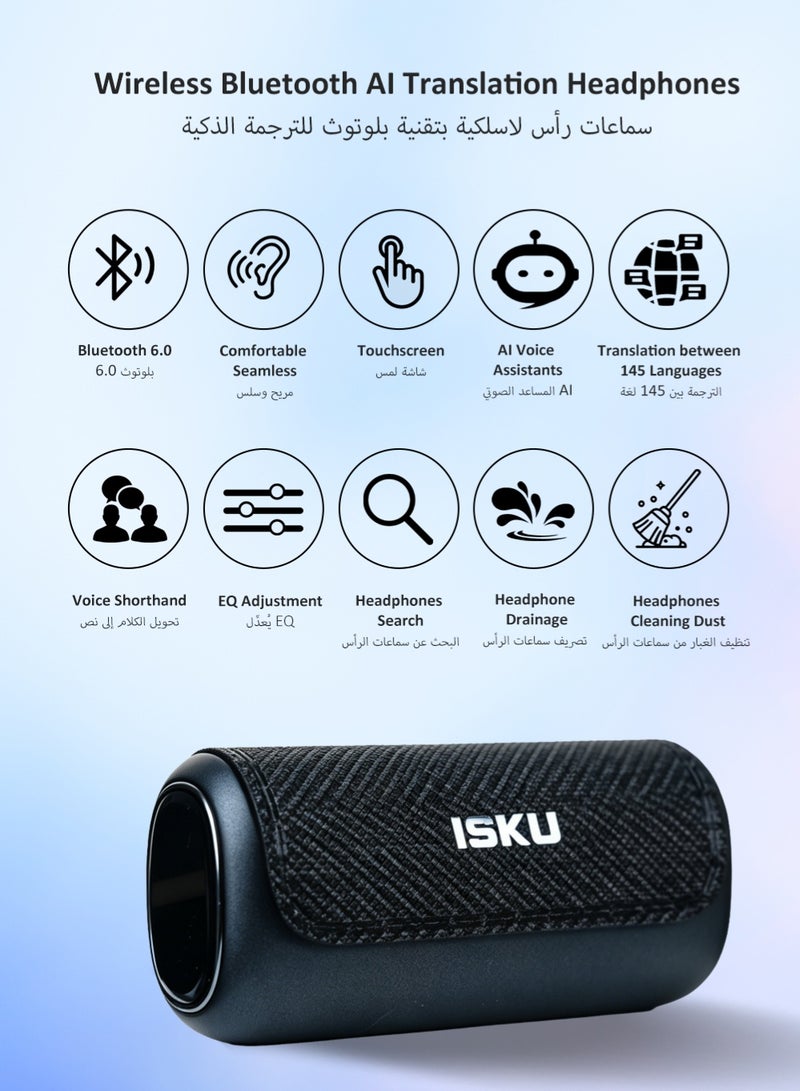 ISKU Open Ear Clip Headphones Wireless Earbuds Bluetooth 6.0 OWS Translation Earphones AI Voice Assistant Multiple Translation Modes, HIFI Anti-Leakage HD Call Supports Translation of 145 Languages TWS Headphones for Sports Travel Classes Work - Image 5
