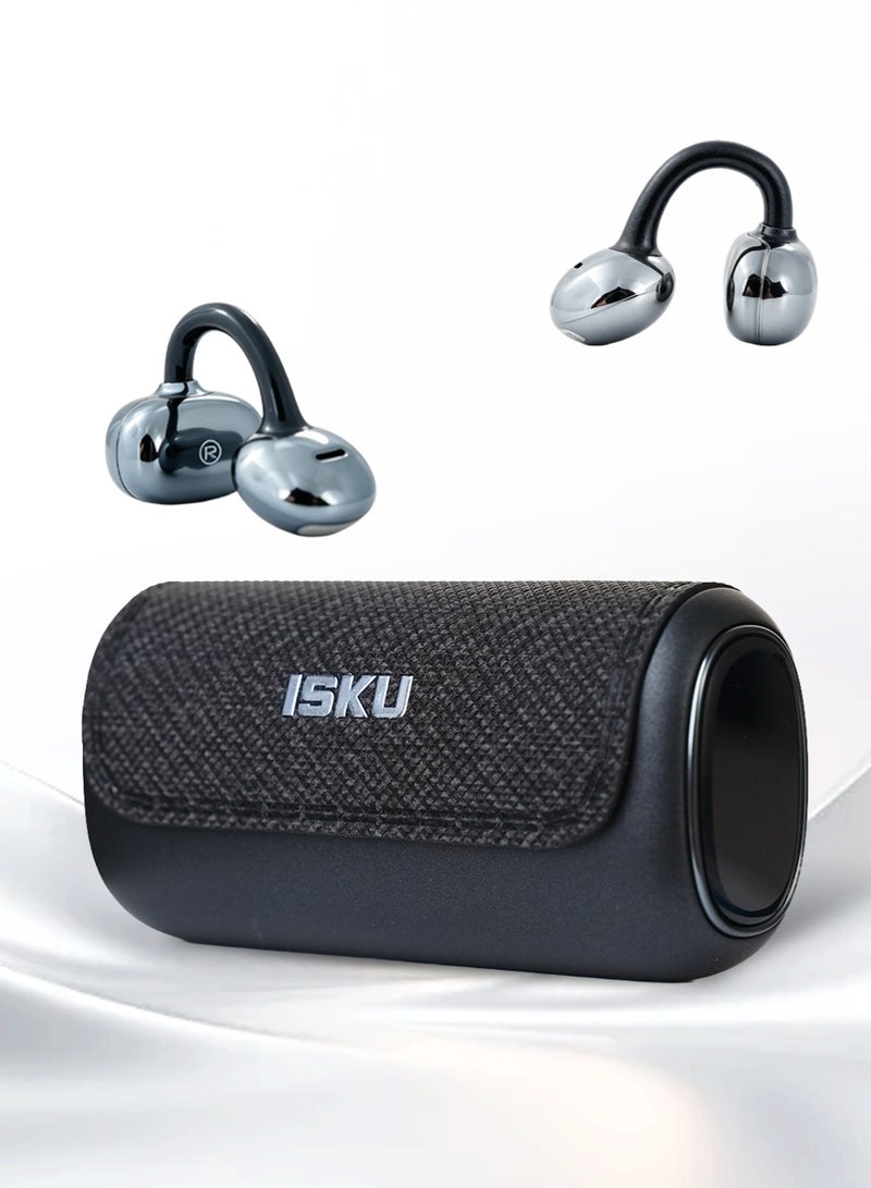 ISKU Open Ear Clip Headphones Wireless Earbuds Bluetooth 6.0 OWS Translation Earphones AI Voice Assistant Multiple Translation Modes, HIFI Anti-Leakage HD Call Supports Translation of 145 Languages TWS Headphones for Sports Travel Classes Work - Image 1