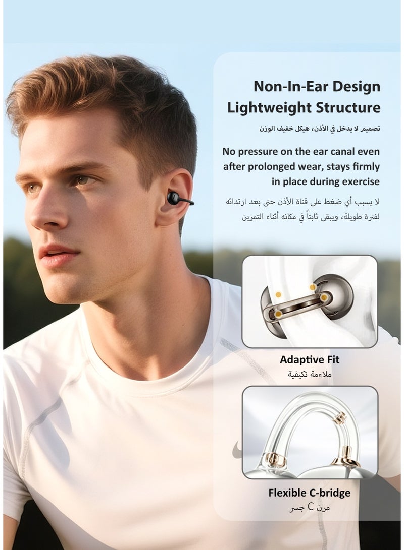 ISKU Open Ear Clip Headphones Wireless Earbuds Bluetooth 6.0 OWS Translation Earphones AI Voice Assistant Multiple Translation Modes, HIFI Anti-Leakage HD Call Supports Translation of 145 Languages TWS Headphones for Sports Travel Classes Work - Image 2