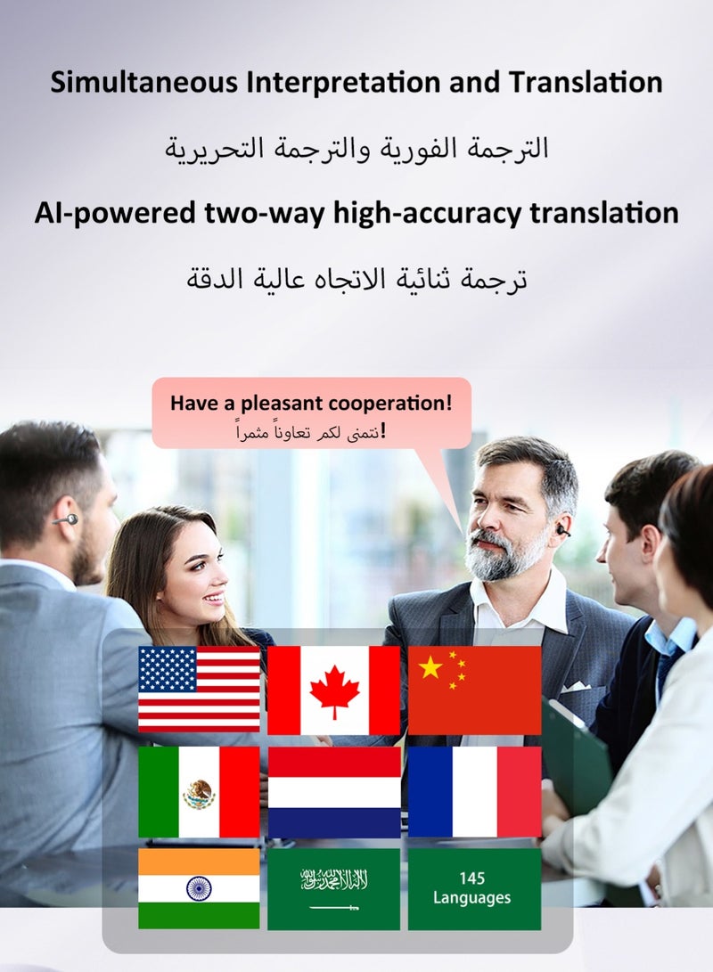 ISKU Open Ear Clip Headphones Wireless Earbuds Bluetooth 6.0 OWS Translation Earphones AI Voice Assistant Multiple Translation Modes, HIFI Anti-Leakage HD Call Supports Translation of 145 Languages TWS Headphones for Sports Travel Classes Work - Image 4