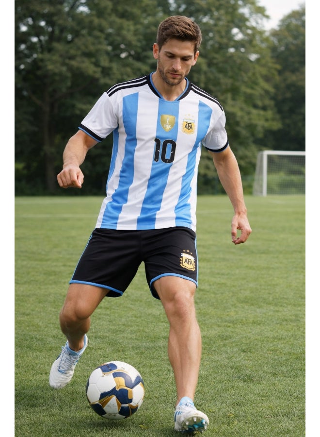 Toyland Argentina Men’s Football Jersey & Shorts Set No. 10 – Breathable Sportswear-XXL - Image 3