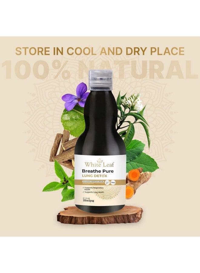 White Leaf Ayurvedic Breathe Pure Lung Detox (200 Ml) Syrup Herbal Supplement|Made With Natural Extracts Tulsi, Mulethi, Vasava, Pippali, & Turmeric|Sugar Free Syrup For Lung Detoxification - Image 4