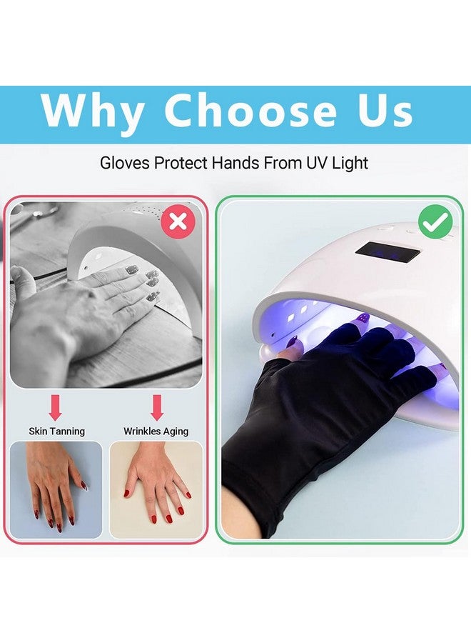 ماي كرييت قفازات MAYCREATE المصنوعة من النايلون المضادة للأشعة فوق البنفسجية لمصباح الأظافر الهلامي، قفازات احترافية للحماية من الأشعة فوق البنفسجية UPF50+ للعناية بالأظافر للنساء، العناية بالبشرة في فن الأظافر - قابلة للتمدد وبدون أصابع، تحمي اليدين من أضرار الأشعة فوق البنفسجية (أسود)، عبوة من قطعتين - Image 4