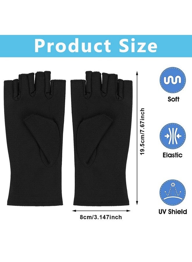ماي كرييت قفازات MAYCREATE المصنوعة من النايلون المضادة للأشعة فوق البنفسجية لمصباح الأظافر الهلامي، قفازات احترافية للحماية من الأشعة فوق البنفسجية UPF50+ للعناية بالأظافر للنساء، العناية بالبشرة في فن الأظافر - قابلة للتمدد وبدون أصابع، تحمي اليدين من أضرار الأشعة فوق البنفسجية (أسود)، عبوة من قطعتين - Image 2