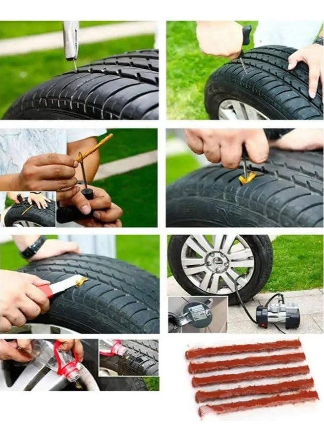 Generic 250 Pcs Brown Tire Repair Strings,Emergency Tubeless Tire Puncture Repair Strip Strings Kit, 100mm x 6 mm Automotive Tool Tire Repair Rubber Plugs for Tires Car, Bike, Wheelbarrow, Mower - Image 2
