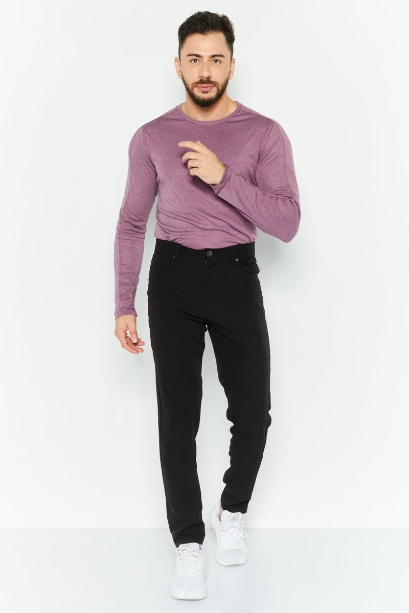 Mister Men Slim Fit Solid Dress Pants, Black  - Image 2