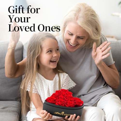 Amoueterno Flower, Forever Roses in A Box, Fresh Flowers, Birthday Gifts for Her, Women, Mom, Girlfriend, Wife, Grandma,Red Forever Roses - Image 5