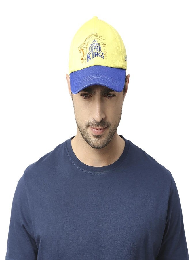 playR Polyester Mens IPL 2024 Chennai Super Kings Cap Yellow/Royal, Free Size - Image 2