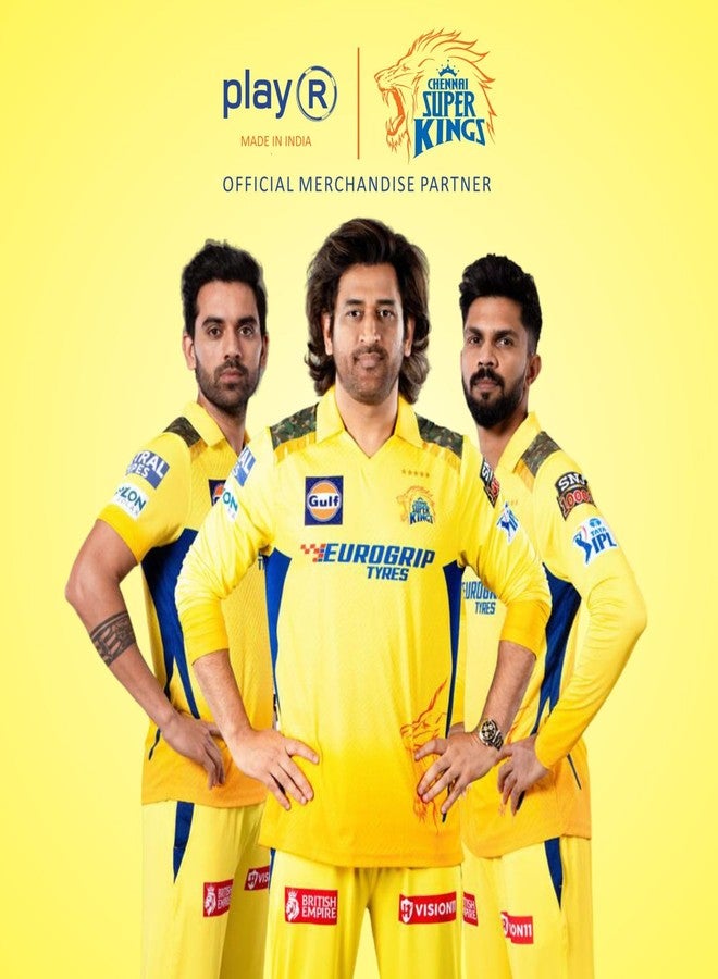 playR Polyester Mens IPL 2024 Chennai Super Kings Cap Yellow/Royal, Free Size - Image 3