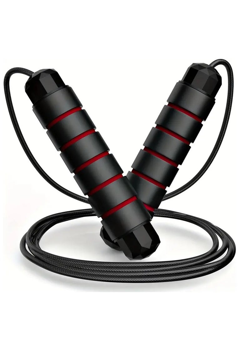 سبال سرعة قابلة للتعديل، سلك فولاذي ثقيل الوزن، حبل قفز للتمرين | حبل قفز ثقيل، حبل قفز ثقيل من البولي فينيل كلوريد، مقبض للتنفس، دوران 360 درجة - Image 1