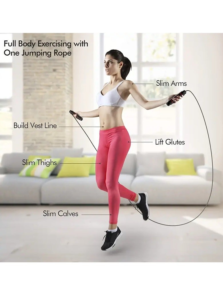 سبال سرعة قابلة للتعديل، سلك فولاذي ثقيل الوزن، حبل قفز للتمرين | حبل قفز ثقيل، حبل قفز ثقيل من البولي فينيل كلوريد، مقبض للتنفس، دوران 360 درجة - Image 5