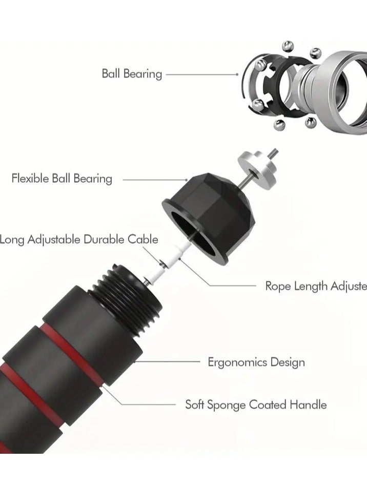 سبال سرعة قابلة للتعديل، سلك فولاذي ثقيل الوزن، حبل قفز للتمرين | حبل قفز ثقيل، حبل قفز ثقيل من البولي فينيل كلوريد، مقبض للتنفس، دوران 360 درجة - Image 2