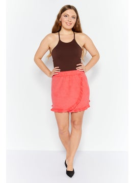 Bar III Women Textured Pull-On Mini Skirt, Red  - Image 3
