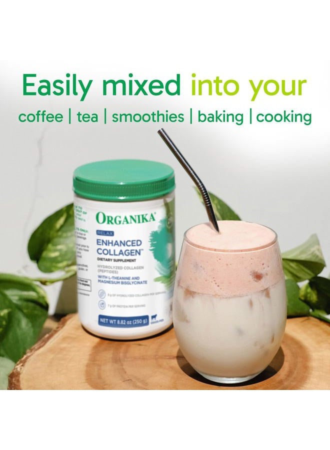 Organika Enhanced Relax Collagen Peptides Powder with L-Theanine & Magnesium Bisglycinate (9 oz): Enriched Collagen Powder for Women & Men - Skin, Hair, Joints - Sleep, Vitality, Relaxation - Image 2
