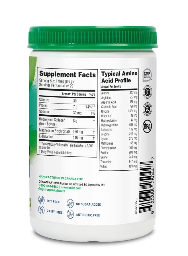 Organika Enhanced Relax Collagen Peptides Powder with L-Theanine & Magnesium Bisglycinate (9 oz): Enriched Collagen Powder for Women & Men - Skin, Hair, Joints - Sleep, Vitality, Relaxation - Image 3