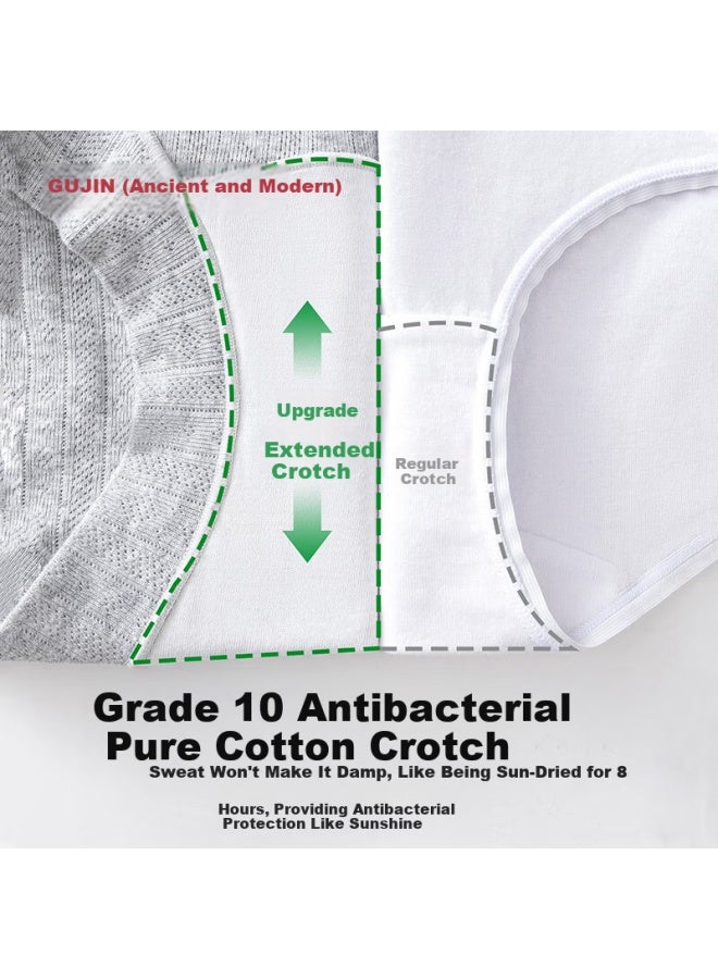 Gujin Women's Cotton Antibacterial High-waist Hpv Resistant Briefs, 3-pack - Image 5