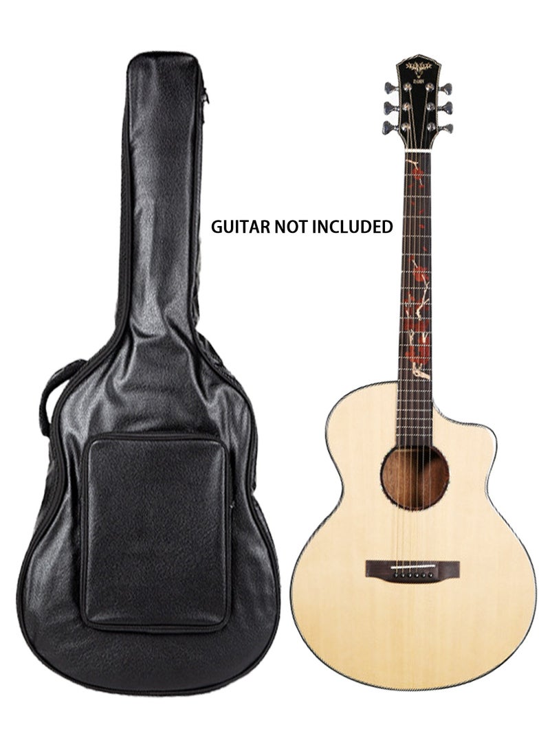 Generic Guitar Gig Bag, 40/ 41Inches Water Resistent Guitar Case with Double Shoulder Straps,PU Leather Guitar Storage Bag for Full Size Acoustic Guitar Classical Guitar, Black Folk Guitar Bag  - Image 2