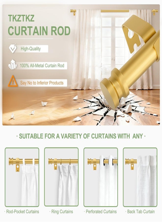 TKZTKZ Sturdy Durable Curtain Rod:Gold Curtain Rods for Windows 18-45 Inch,Adjustable Heavy Duty Curtains Rod for Bedroom/Kitchen/Dorm/Apartment/Door,Small Modern Decorative Drapery Rods (All-Metal) - Image 3