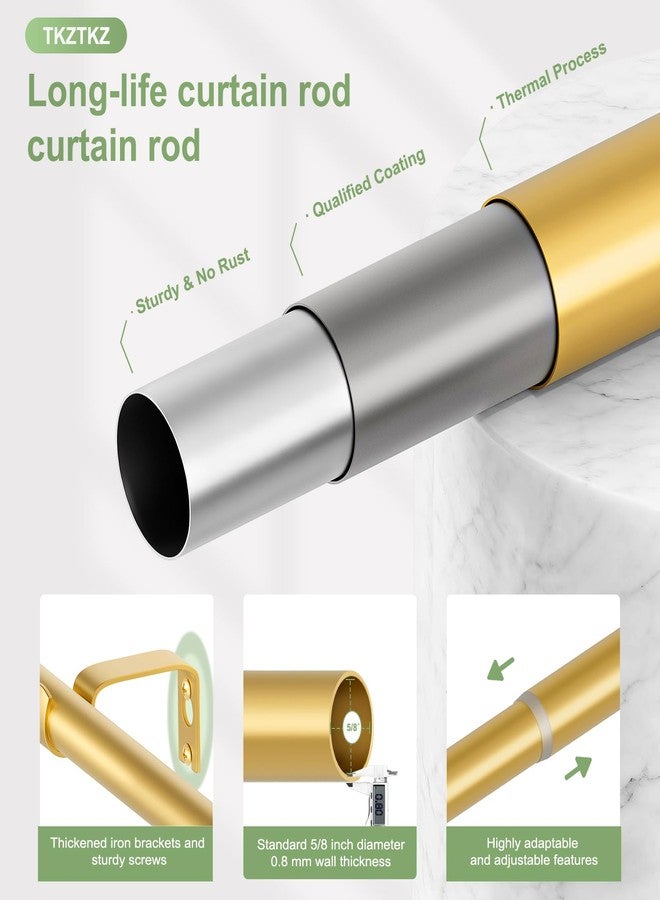 TKZTKZ Sturdy Durable Curtain Rod:Gold Curtain Rods for Windows 18-45 Inch,Adjustable Heavy Duty Curtains Rod for Bedroom/Kitchen/Dorm/Apartment/Door,Small Modern Decorative Drapery Rods (All-Metal) - Image 4
