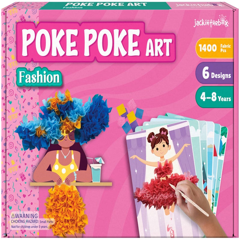 jackinthebox Poke Poke Art for Kids Fashion Theme MessFree Fabric Art and Craft Flower Pressing Kits Easter Gifts for Girls Ages 4 5 6 7 8 - Image 2