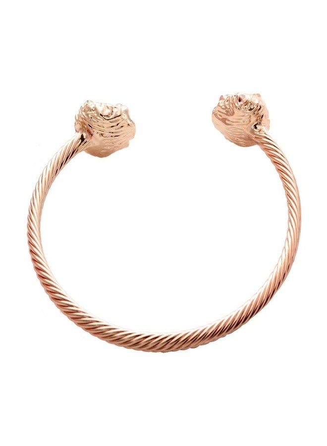 NOUMANDA Women Jewelry Cuff Bangles Both End with Animal Lion Head Wire Twist Bangle Bracelet (rose gold) - Image 2