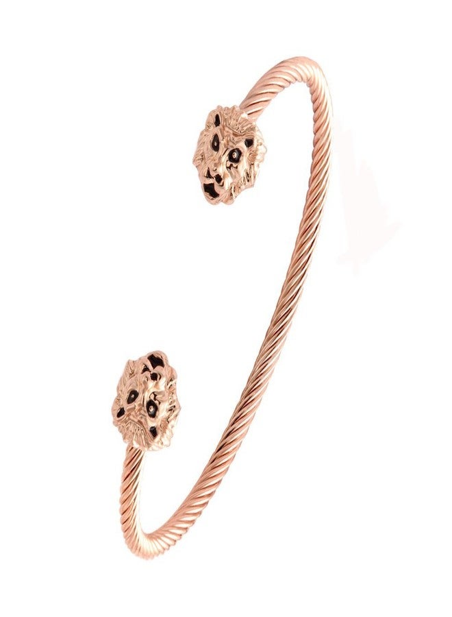 NOUMANDA Women Jewelry Cuff Bangles Both End with Animal Lion Head Wire Twist Bangle Bracelet (rose gold) - Image 1