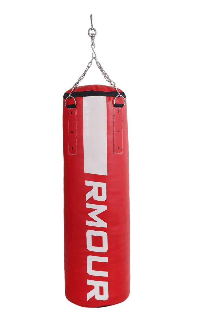 IWIN RMOUR Heavy PU MMA Sparring Punching Training Kick Boxing Muay Thai Punch Bag with Hanging Chain and Punching Gloves (3 Feet, Unfilled - Red White) - Image 2