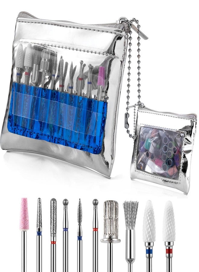 Lumcrissy 10Pcs Carbide Nail Drill Bits Set with 25 Sanding Bands - 3/32" Professional Acrylic Gel Remover, Ceramic Diamond Tools for Cuticle Removal, Manicure Pedicure, Salon & Home Use - Image 1