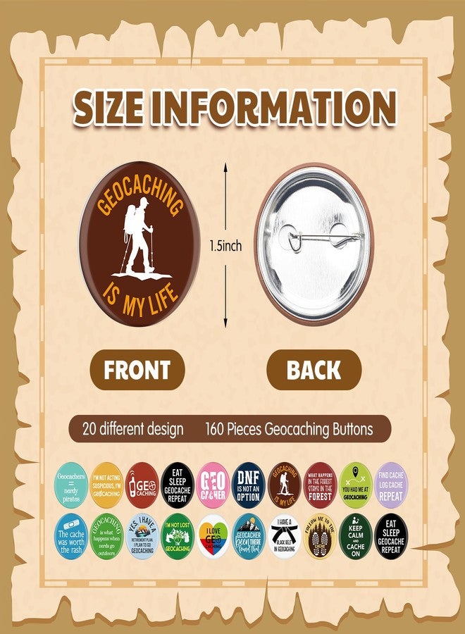 Tondiamo 160 Pcs Treasure Hunting Themed Pins Round Metal Badge Brooch for Camping Enthusiasts Themed Pins for Backpacks - Image 2