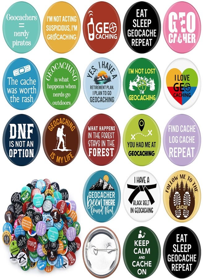 Tondiamo 160 Pcs Treasure Hunting Themed Pins Round Metal Badge Brooch for Camping Enthusiasts Themed Pins for Backpacks - Image 1