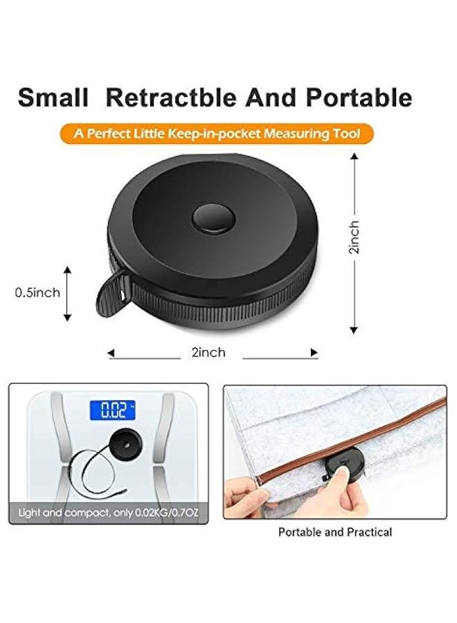 FYLX Soft Tape Measure Retrable Measuring for Body Fabric Sewing Tailor Cloth Knitting Craft Weight Loss Measurements Retrable Black Dual Sided Tape Measure Body Measuring 1 - Image 2