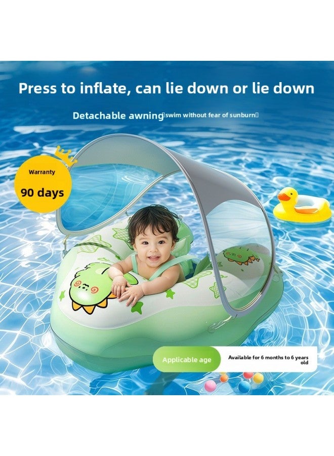Swimbobo Inflated inner diameter:Flash star green dragon integrated push-down circle with canopy xl Swimming Float Swimming Ring Swimming Vest Children Waist Float Ring Inflatable - Image 2