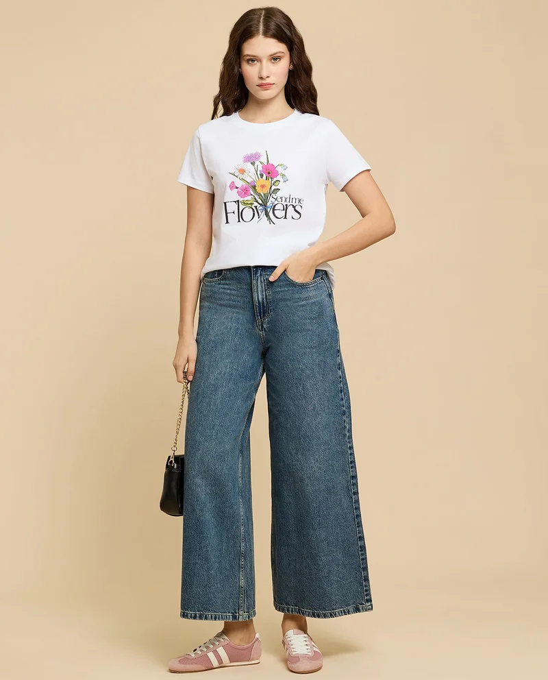 R&B Printed T-Shirt with Crew Neck and Short Sleeves
