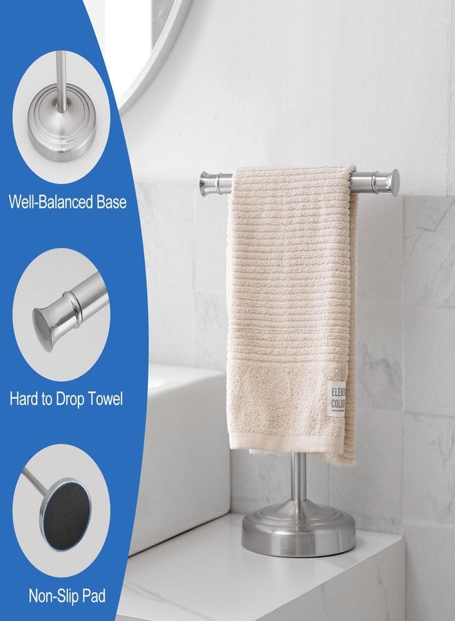 RUMOSE 13 Inch Brushed Nickel Towel Stand Hand Towel Holder Bathroom Kitchen Vanity Countertop T-Shape Towel Rack Free Standing Stainless Steel Towel Bar Towel Ring - Image 4