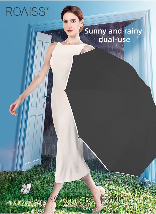 roaiss - 20-Rib Fully Automatic Reverse Umbrella Rain or Shine Multifunctional Umbrella Sun Protection Uv Protection Upf40 Thickened Folding Umbrella Compact Travel Umbrella - Image 1
