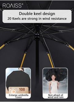 roaiss 20-Rib Fully Automatic Reverse Umbrella Rain or Shine Multifunctional Umbrella Sun Protection Uv Protection Upf40 Thickened Folding Umbrella Compact Travel Umbrella  - Image 4