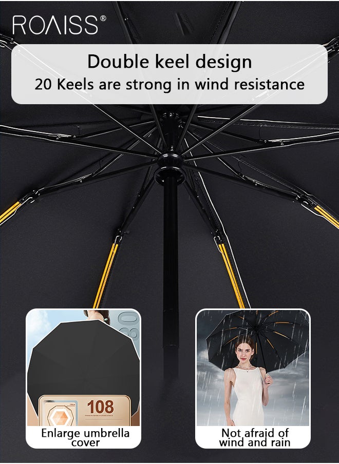 roaiss - 20-Rib Fully Automatic Reverse Umbrella Rain or Shine Multifunctional Umbrella Sun Protection Uv Protection Upf40 Thickened Folding Umbrella Compact Travel Umbrella - Image 1
