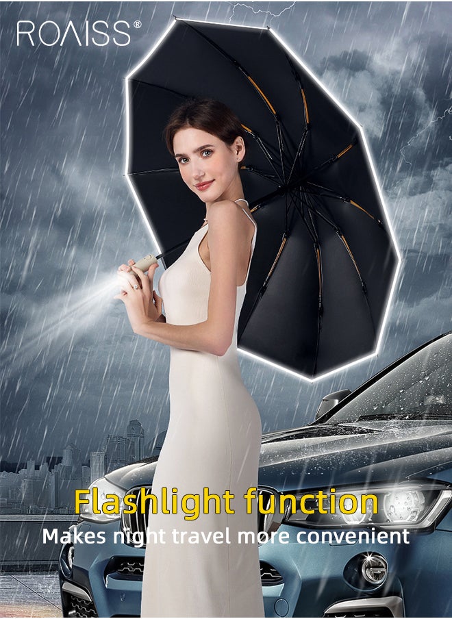 roaiss - 20-Rib Fully Automatic Reverse Umbrella Rain or Shine Multifunctional Umbrella Sun Protection Uv Protection Upf40 Thickened Folding Umbrella Compact Travel Umbrella - Image 1