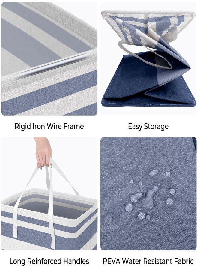 HomeHacks سلة غسيل كبيرة من قطعتين من هوم هاكس، مقاومة للماء، سلة غسيل قائمة بذاتها، سلة ملابس طويلة قابلة للطي بمقابض ممتدة للملابس والألعاب في السكن الجامعي وللعائلة (أزرق، 125 لترًا) - Image 2